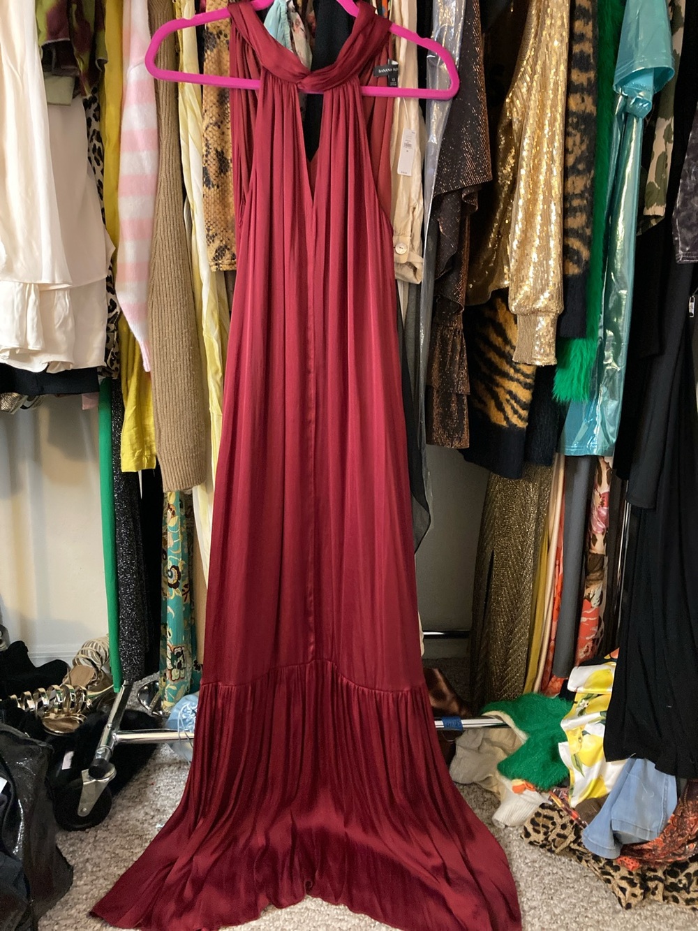 Banana Republic Halter Maxi Dress in Wine Red